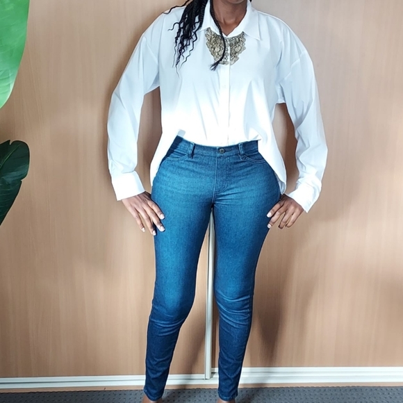 White Formal casual Shirt Long Sleeve Sz 10 Cotton Oversized Tops Blouse button - Picture 13 of 14